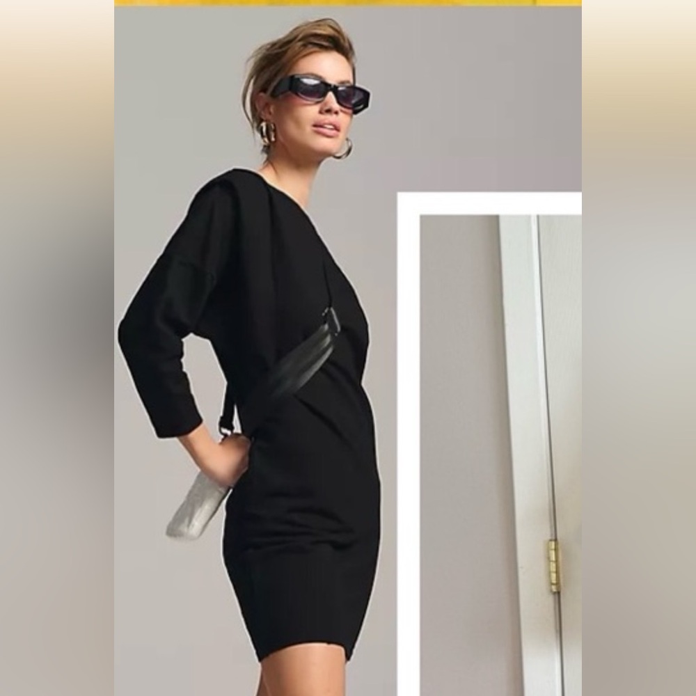 NWT Anthropologie t.LA T-shirt dress Black Dolman Sleeves size XS